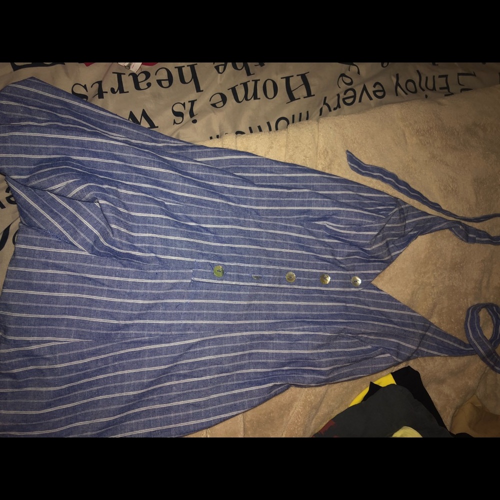 blue striped romper